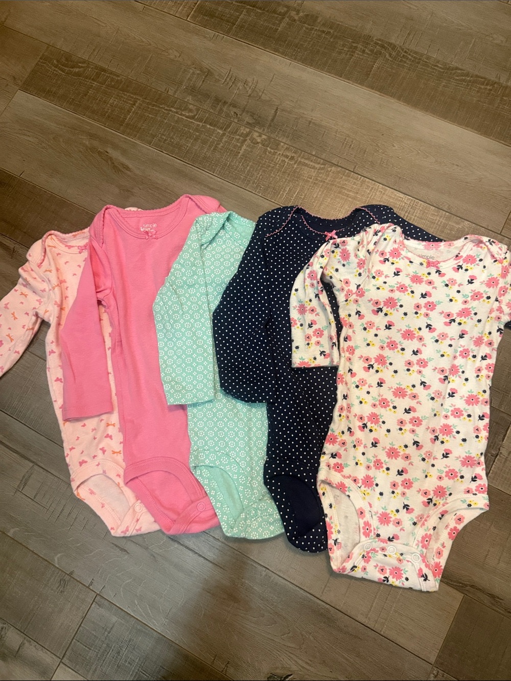 Carter's Girls Multi-Color Floral & Solid Long-Sleeve Bodysuit Set
